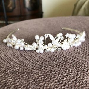 David’s Bridal Tiara Crown Faux Pearl & Rhinestones